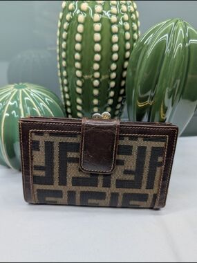 Fendi Zucca Compact Kisslock Wallet
